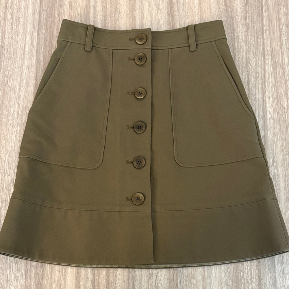 Tibi Olive Green Button Front Mini Skirt Size 0